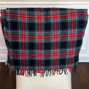 J. Crew plaid wool blend scarf with fringed edges NWT*